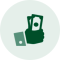 Icon of hand holding paper money