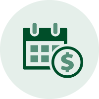 Calendar icon and dollar sign